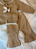 Girls' Fashion Casual Blend Knitted Set for Girls 3, Round Neck, Long Sleeves, Button Closure, Bunny Embellished&nbsp; Sweater Pants Two-Piece Set, Elegant And Sweet, Suitable for Outdoor Activities, As a Gift for Kids