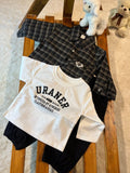 3pce New Spring And Autumn Outfit for Boys, Featuring a Stylish Plaid Long-Sleeve Shirt And Long Pants Set, Without a T-Shirt, for Outdoor