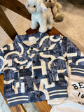 3pce New Spring And Autumn Outfit for Boys, Featuring a Stylish Plaid Long-Sleeve Shirt And Long Pants Set, Without a -Shirt, for Outdoor
