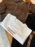 3pcs 'treetwear Set: Los Angeles Letter Print Cardigan with Front Pocket, Casual Vest &amp; Long-Sleeve T-Shirt and Cargo Pants Outfit for Spring/Autumn/Winter