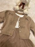INS Korean Style Girls' Baby Cotton Wool Mesh Dress Children Autumn and Winter Sweater Princess Skirt|