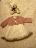 INS Korean Style Girls' Baby Cotton Wool Mesh Dress Children Autumn and Winter Sweater Princess Skirt|