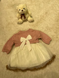 INS Korean Style Girls' Baby Cotton Wool Mesh Dress Children Autumn and Winter Sweater Princess Skirt|