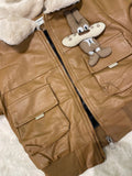 Jackets Boy Plush Thick Winter Casual Overcoat Kids for Outerwear Leather Coat