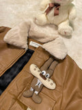 Jackets Boy Plush Thick Winter Casual Overcoat Kids for Outerwear Leather Coat