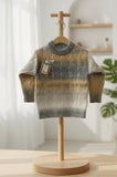 Rainbow Gradient Knitted Sweater Crewneck Long Sleeve Casual Boys Orange