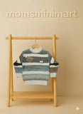 Rainbow Gradient Knitted Sweater Crewneck Long Sleeve Casual Boys Maroon