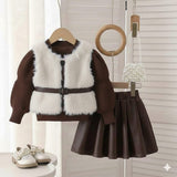 Girls Faux Fur Vest Autumn Winter Fashionable Bow