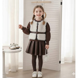 Girls Faux Fur Vest Autumn Winter Fashionable Bow