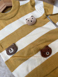 Fabric: Ultra-Soft Premium Acrylic Cotton Knit (Warm & Scratch-Free)Items Included: Striped Bear Sweater, Coordinated Knit Joggers