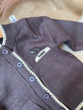 Fabric: Premium Soft Acrylic-Cotton Blend (Completely itch-free and gentle on skin)Items Included: Scallop-Edge Button Cardigan, Matching Black Knit Trousers