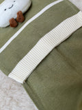 Color: Olive Green with Cream White stripesFabric: Premium Soft Acrylic-Cotton Blend (Completely scratch-free and highly breathable)