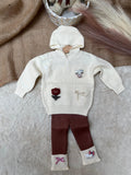 Color: Off-White Cream Top and Deep Chocolate Brown TrousersFabric: Premium Soft Acrylic-Cotton Ribbed Knit Blend (100% scratch-free and gentle on skin)