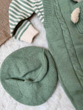 Sage Green / Mint Green Cream White stripes and collar