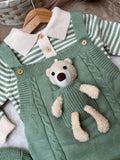 Sage Green / Mint Green Cream White stripes and collar