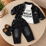 Premium Black Denim 3-Piece Outfit for Baby Boys