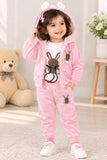 Premium Baby Girl 3-Piece Winter Tracksuit Set with Bunny Ear Hoodie – Pink