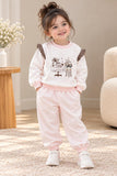 Premium Soft Baby Girl Tracksuit Set – Cute Pink & White Sweatshirt with Joggers