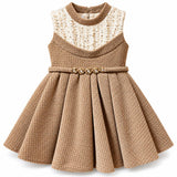 ✨ Elegant Cream & Brown Princess Dress Set for Baby Girls