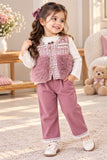 Premium Baby Girl 3-Piece Winter Outfit – Fur Vest Jacket, Inner Top & Trousers