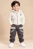 Premium Boys Winter Jacket & Trouser Set – Cream & Grey