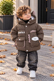 Premium Brown Puffer Jacket for Baby Boys – Cute Animal Design