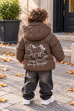 Premium Brown Puffer Jacket for Baby Boys – Cute Animal Design