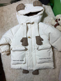 Premium Cream Winter Puffer Jacket & Trouser Set for Baby Boys