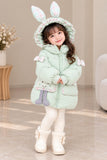Girls Premium Bunny Hooded Winter Jacket – Mint Green