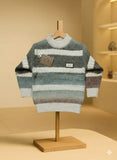 Rainbow Gradient Knitted Sweater Crewneck Long Sleeve Casual Boys Maroon