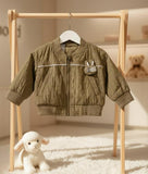 TBYFSJ Autumn & Winter Baby Jacket - Beige Vest with Zipper, Hooded Design, Casual Style for Boys and Girls, Polyester Filling, Fall Winter Clothing | Stylish Baby Jacket | Zippered Jacket