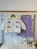 3pcs Spring And Autumn Girl  Set Soft, Warm And Comfortable Fabric Cute Bow Design Suitable for  Babies to Wear Indoors And Outdoors Can Be Given As a Gift, for Outdoor