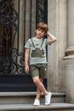 Short Sleeve T-Shirt Bear Happy  Boy Summer Outfit Clothes  T shirt Elasticated Waist Shorts Set