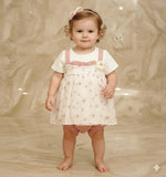 Bold N Elegant Sparkling Flower Princess Crown Embellished Party Twofer Dress Frock For Infant Toddler Knee Length Baby Girl's 03