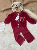 Soft knits, pearl details, and pure elegance for the little one. ✨🎀Available in Maroon, Grey, and Cream. DM us to order now