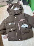 Premium Brown Puffer Jacket for Baby Boys – Cute Animal Design