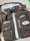Premium Brown Puffer Jacket for Baby Boys – Cute Animal Design