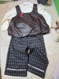 Girls’ 3-Piece Denim Style Set – Stylish Waistcoat, Inner Top & Wide-Leg Trousers