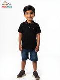 Buy WROGN YOUTH Boys Black Solid Polo Collar Regular Sleeves Pockets Pure Cotton Slim Fit T-shirt